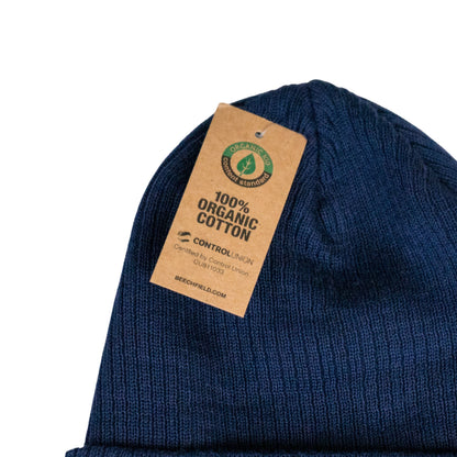 100% Organic Cotton Ribbed Cuffed Beanie Hat