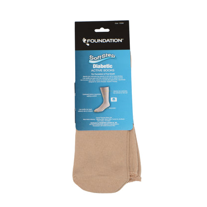 FOUNDATION® SOFTSTEP® DIABETIC ACTIVE CREW SOCKS - BEIGE