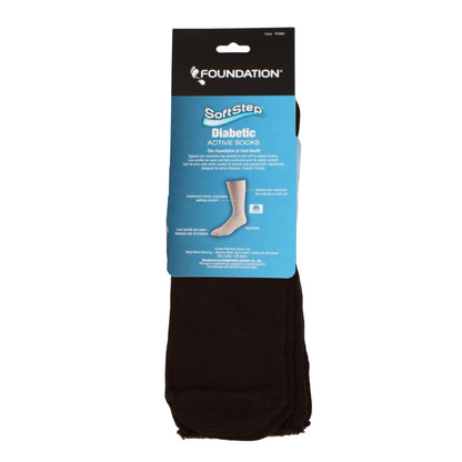 FOUNDATION® SOFTSTEP® DIABETIC ACTIVE CREW SOCKS - BROWN