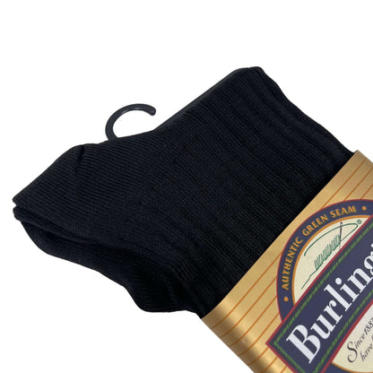 BURLINGTON SIZED DRESS 94% MERCERIZED COTTON CREW SOCK - BLACK