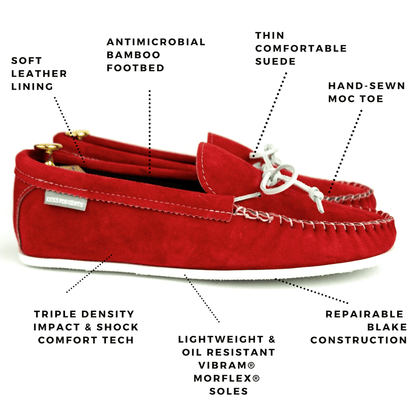 Spring Grove USA Moccasins - Red Suede - Kicks For Gents - Shoes - MADE IN USA, Sneaker