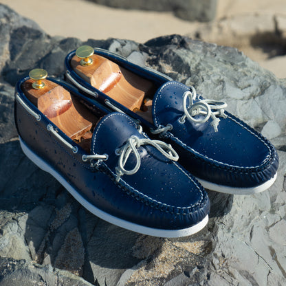 Dexter USA Moccasin - Navy Oiled Leather - White Boat Sole