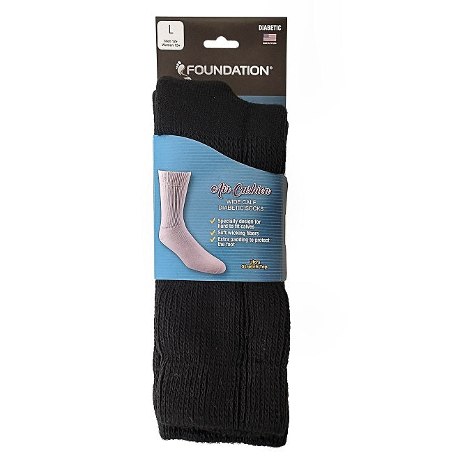 FD390BLK photo of front of product packaging of Air cushion socks by Foundsation.