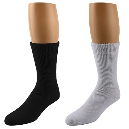 FOUNDATION® DIABETIC AIR CUSHION WIDE CALF CREW SOCKS - WHITE