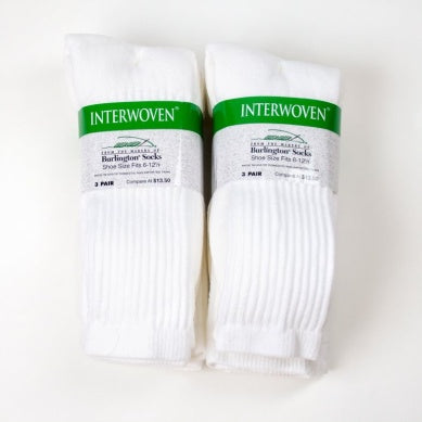 INTERWOVEN ATHLETIC COTTON CUSHION CREW - WHITE