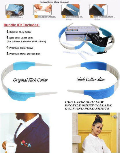 Slick Collar Kit - (1) Slim, (1) Original, & (2) Collar Stays - Kicks For Gents - Suit Accessories - Dapper