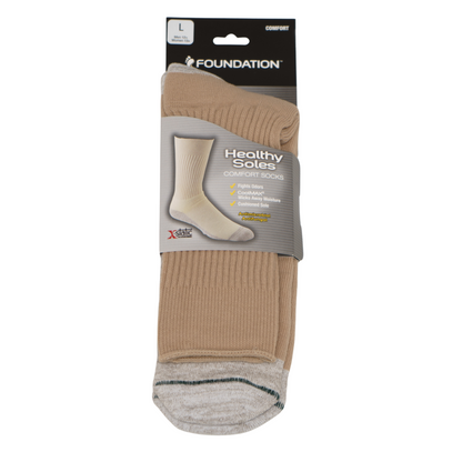 FOUNDATION® HEALTHY SOLES CIRCULATION CREW SOCKS - BEIGE