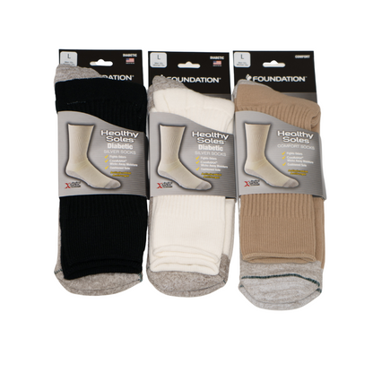 FOUNDATION® HEALTHY SOLES CIRCULATION CREW SOCKS - BLACK