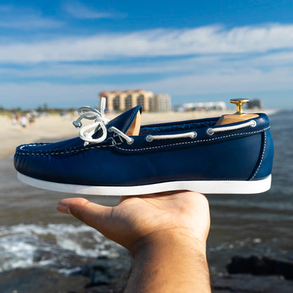 Dexter USA Moccasin - Navy Oiled Leather - White Boat Sole