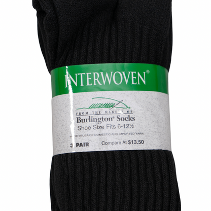 INTERWOVEN ATHLETIC CASUAL COTTON CUSHION CREW - Black