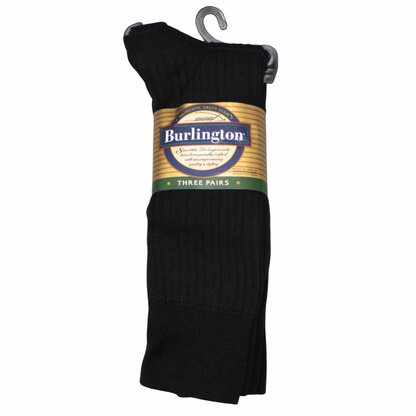 BURLINGTON DRESS MERCERIZED COTTON CREW SOCKS 3-Pair Pack